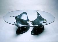  Scott Hanson Sculpture - Sculptor - "Manta Ballet" Double Manta Ray Bronze Sculpture Table 