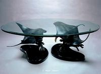  Scott Hanson Sculpture - Sculptor - "Manta Ballet" Double Manta Ray Bronze Sculpture Table 