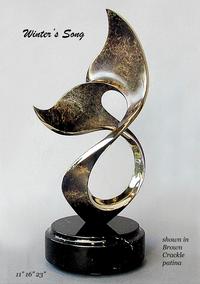"Winters Song"Bronze and Stainless Sculpture by Scott Hanson - Marine Wildlife Sculpture - Bronze and Stainless Ocean themed Sculpture by Scott Hanson - 