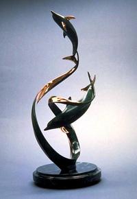 " Up & Away" - BronzeBronze and Stainless Sculpture by Scott Hanson - Marine Wildlife Sculpture - Bronze and Stainless Ocean themed Sculpture by Scott Hanson - 