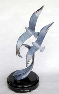 "Wind Surfing"Bronze and Stainless Sculpture by Scott Hanson - Marine Wildlife Sculpture - Bronze and Stainless Ocean themed Sculpture by Scott Hanson - 