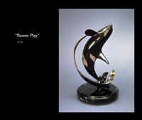 "Power Play"Bronze and Stainless Sculpture by Scott Hanson - Marine Wildlife Sculpture - Bronze and Stainless Ocean themed Sculpture by Scott Hanson - 