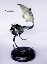 "Twogether"Bronze and Stainless Sculpture by Scott Hanson - Marine Wildlife Sculpture - Bronze and Stainless Ocean themed Sculpture by Scott Hanson - 
