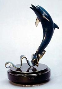"Wave Dancer"Bronze and Stainless Sculpture by Scott Hanson - Marine Wildlife Sculpture - Bronze and Stainless Ocean themed Sculpture by Scott Hanson - 