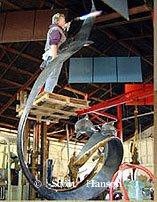 Final stages of Patina - Scott Hanson Sculpture - Sculptor - "Wind and Sea" Bronze Sculpture 15 Feet Tall 