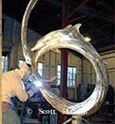 Firing on the Patina - Scott Hanson Sculpture - Sculptor - "Wind and Sea" Bronze Sculpture 15 Feet Tall 