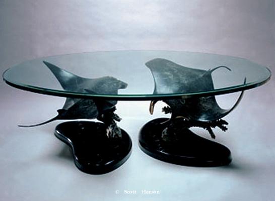 Bronze sculpture coffee tables Coffee tables featuring Scott Hanson's bronze and stainless steel sculptures - Bronze Sculpture Tables by Scott Hanson 