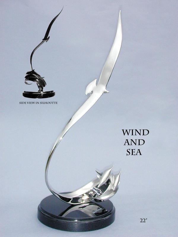"Wind and Sea" Bronze 42" -Marine Wildlife Sculpture Bronze and Stainless Ocean themed Sculpture by Scott Hanson - Bronze and Stainless Sculpture by Scott Hanson 