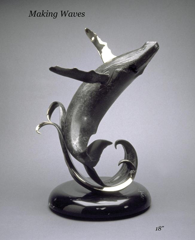 "Making Waves" -Marine Wildlife Sculpture Bronze and Stainless Ocean themed Sculpture by Scott Hanson - Bronze and Stainless Sculpture by Scott Hanson 