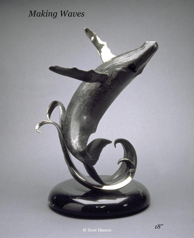 "Making Waves"Bronze Sculpture 17 1/2" x 16" -Making Waves Humpback whale sculpture "Making Waves" by Scott Hanson - "Making Waves" Humpback Whale by Scott Hanson 