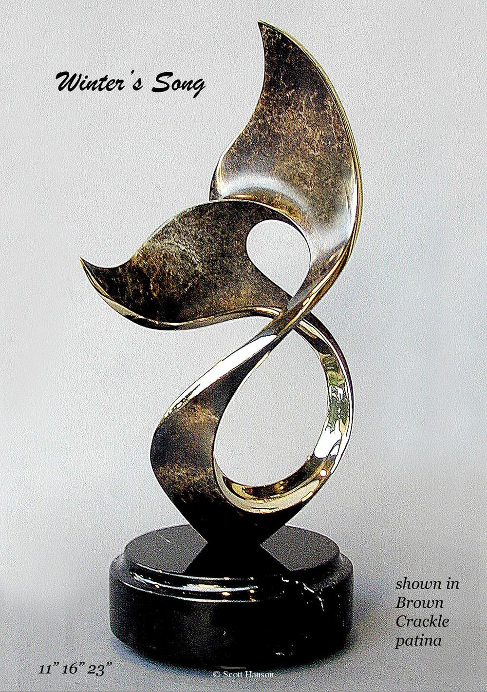 "Winters Song" -Brown Crackle Patina - Winters Song "Winters Song" - Humpback Whale Sculpture by Scott Hanson - "Winters Song" - Humpback Whale by Scott Hanson 